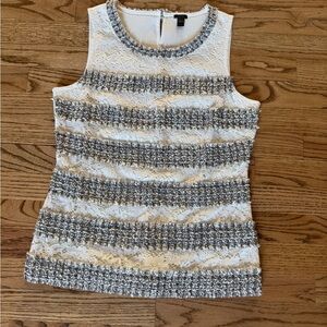 J. Crew White and Black Lace Striped Top. Size small.